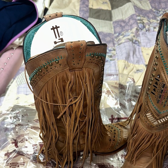 Corral Women's Brown Fringe Western Boots - Picture 4 of 11